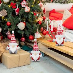 Christmas Gnomes Figures Set of 3 Christmas Decoration Gnome Plush for Home Kitchen - Red
