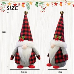 Classic Buffalo Plaid Plush Christmas Gnomes 2Pcs Handmade Elf Doll Gnome Home Decor