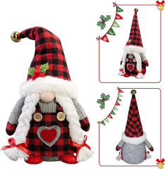 Classic Buffalo Plaid Plush Christmas Gnomes 2Pcs Handmade Elf Doll Gnome Home Decor