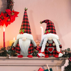 Classic Buffalo Plaid Plush Christmas Gnomes 2Pcs Handmade Elf Doll Gnome Home Decor