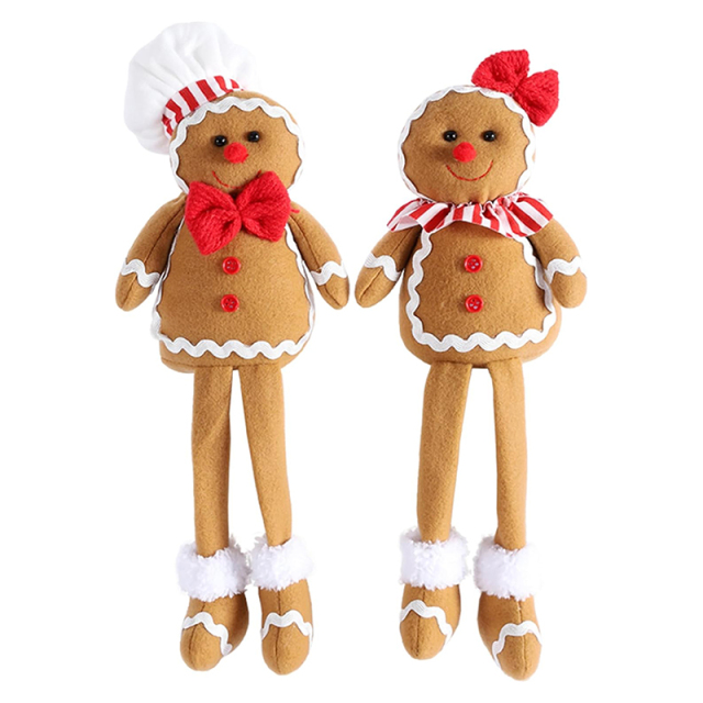 2pcs 15inch Large Gingerbread Man Soft Plush Pillow for Christmas Party Decoration Xmas