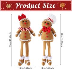 2pcs 15inch Large Gingerbread Man Soft Plush Pillow for Christmas Party Decoration Xmas