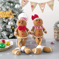 2pcs 15inch Large Gingerbread Man Soft Plush Pillow for Christmas Party Decoration Xmas