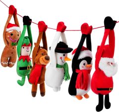 6 Pcs Plush Christmas Stuffed Animals Bulk Long Arm Toys Santa Claus Penguin Reindeer Snowman Elf Gingerbread Man Dolls