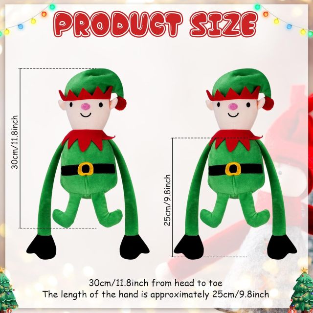 6 Pcs Plush Christmas Stuffed Animals Bulk Long Arm Toys Santa Claus Penguin Reindeer Snowman Elf Gingerbread Man Dolls