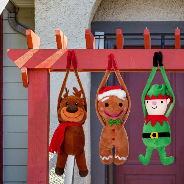 6 Pcs Plush Christmas Stuffed Animals Bulk Long Arm Toys Santa Claus Penguin Reindeer Snowman Elf Gingerbread Man Dolls
