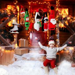 6 Pcs Plush Christmas Stuffed Animals Bulk Long Arm Toys Santa Claus Penguin Reindeer Snowman Elf Gingerbread Man Dolls