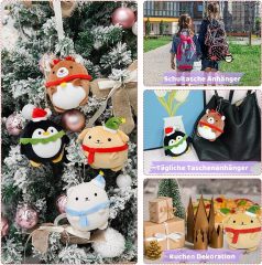 Christmas Dog Plush Toys Cute Elk Plush Cushion for Children, 4 x key rings