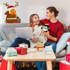 Christmas Dog Plush Toys Cute Elk Plush Cushion for Children, 4 x key rings