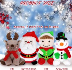 4 Pieces 7 inch Christmas Stuffed Animals Set Plush Toys Christmas Decoration Doll Set