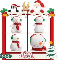 4PCS Christmas Plush Toy Set Santa Clause Reindeer Snowman and Penguin Santa Stuffed Animal Dolls