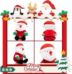 4PCS Christmas Plush Toy Set Santa Clause Reindeer Snowman and Penguin Santa Stuffed Animal Dolls