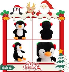 4PCS Christmas Plush Toy Set Santa Clause Reindeer Snowman and Penguin Santa Stuffed Animal Dolls