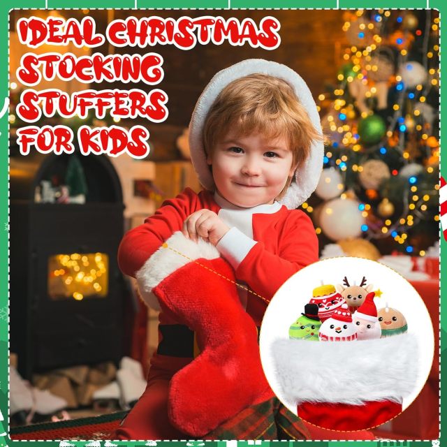 6 Pcs Christmas Plush Ornaments Stuffed Santa Snowman Elk Gingerbread Man Xmas Tree Ball Decorations