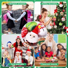 6 Pcs Christmas Plush Ornaments Stuffed Santa Snowman Elk Gingerbread Man Xmas Tree Ball Decorations
