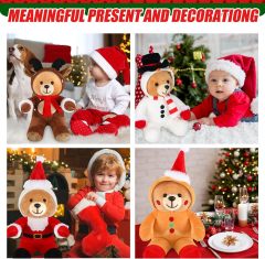 8 Pcs Christmas Stuffed Animals Bears 8 Inch Christmas Cute Soft Plush Santa Reindeer and Snowman Gingerbread Man