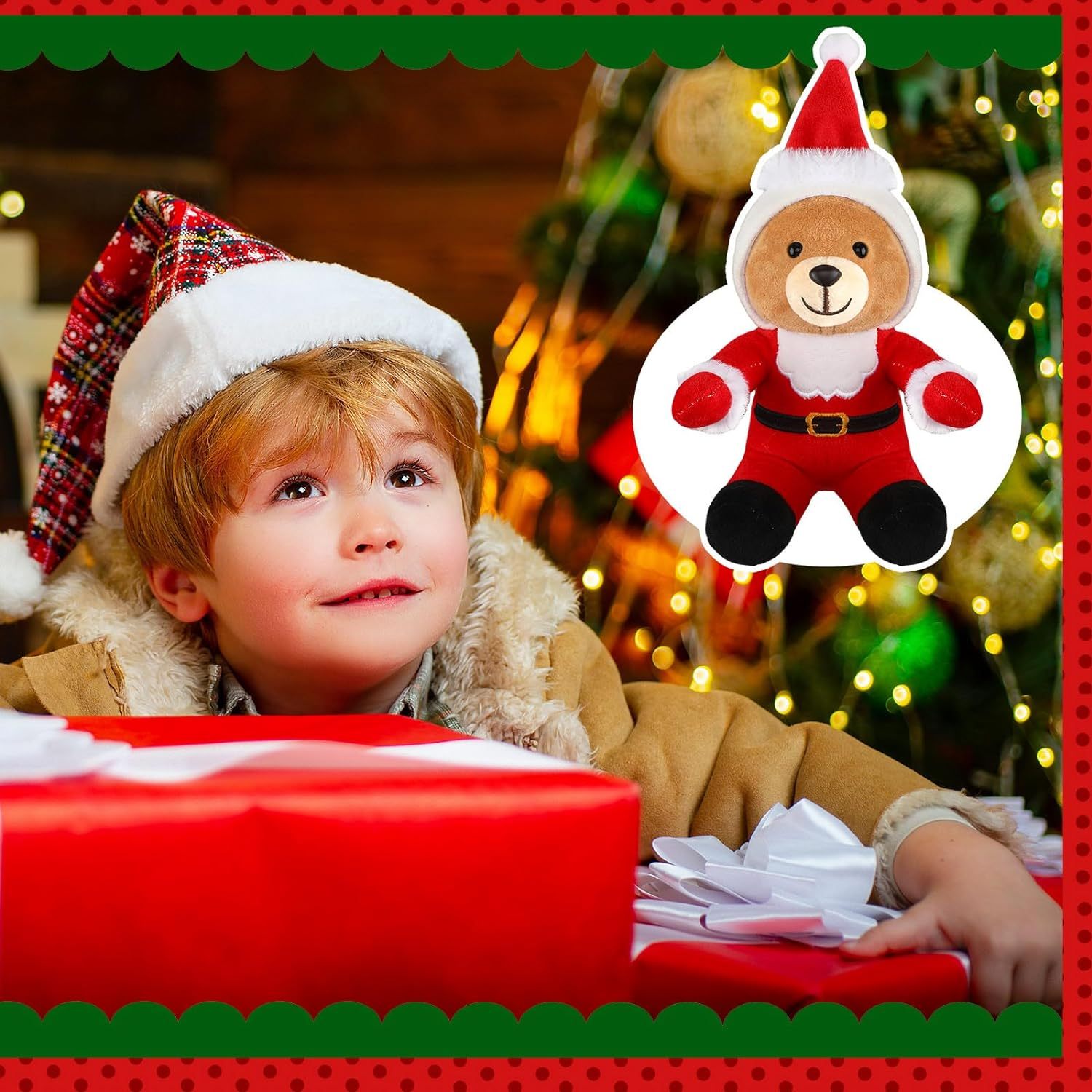 8 Pcs Christmas Stuffed Animals Bears 8 Inch Christmas Cute Soft Plush Santa Reindeer and Snowman Gingerbread Man