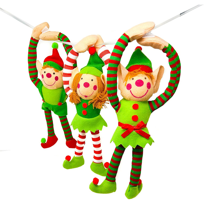 Stuffed Elf Plush Christmas Tree Ornaments Toy Elf Doll for Home Shelf Decorations