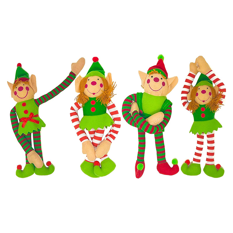 Stuffed Elf Plush Christmas Tree Ornaments Toy Elf Doll for Home Shelf Decorations