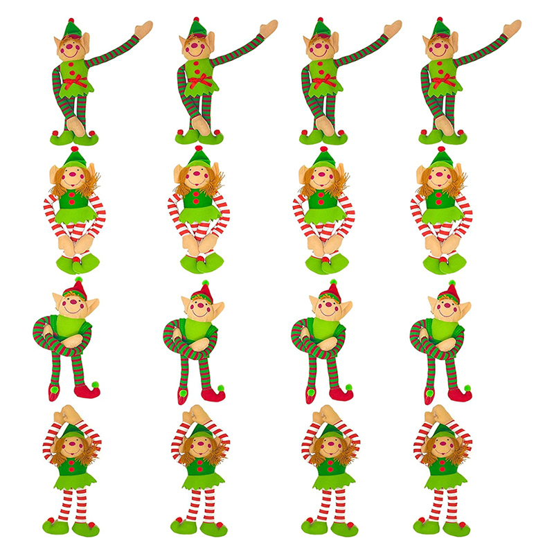 Stuffed Elf Plush Christmas Tree Ornaments Toy Elf Doll for Home Shelf Decorations
