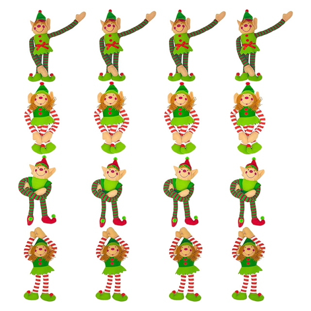 Stuffed Elf Plush Christmas Tree Ornaments Toy Elf Doll for Home Shelf Decorations