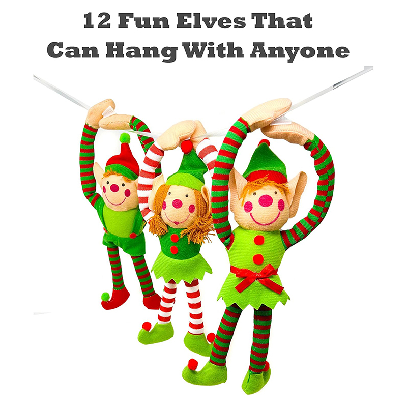 Stuffed Elf Plush Christmas Tree Ornaments Toy Elf Doll for Home Shelf Decorations