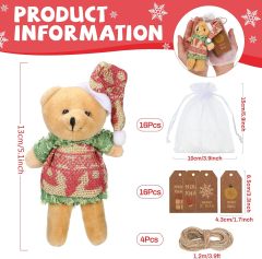 48 Pieces Christmas Small Bear Gifts Mini Stuffed Plush Bears Doll