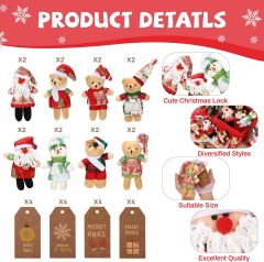 48 Pieces Christmas Small Bear Gifts Mini Stuffed Plush Bears Doll