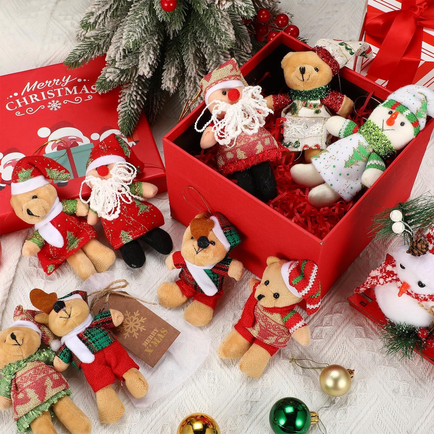 48 Pieces Christmas Small Bear Gifts Mini Stuffed Plush Bears Doll