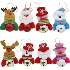 Pieces of Christmas Tree Ornaments Small Plush Pendants with Bells Decoration