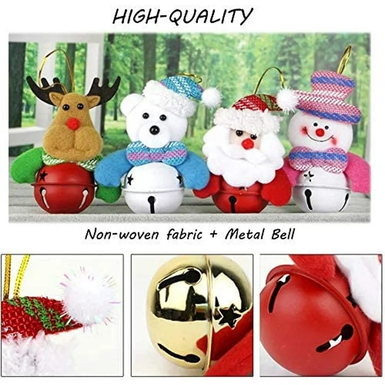 Pieces of Christmas Tree Ornaments Small Plush Pendants with Bells Decoration