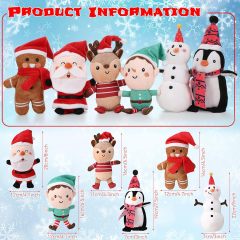 6 Pcs Christmas Plush Set Christmas Tree Ornaments Set Snowman Elk Gingerbread Man Elf Santa Stuffed Animals
