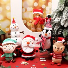 6 Pcs Christmas Plush Set Christmas Tree Ornaments Set Snowman Elk Gingerbread Man Elf Santa Stuffed Animals