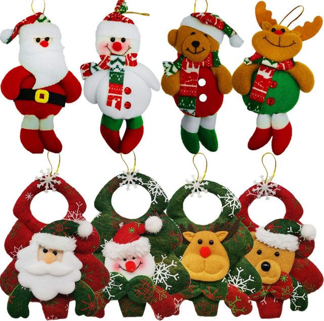 8 Pack Snowman Santa Claus Polar Bear Elk Hanging Christmas Tree Decoration Pendants