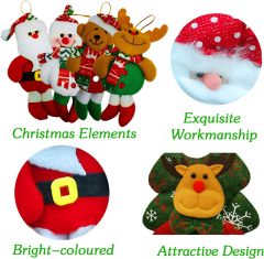 8 Pack Snowman Santa Claus Polar Bear Elk Hanging Christmas Tree Decoration Pendants