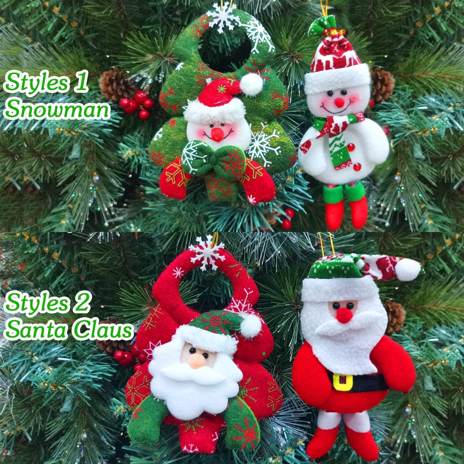 8 Pack Snowman Santa Claus Polar Bear Elk Hanging Christmas Tree Decoration Pendants
