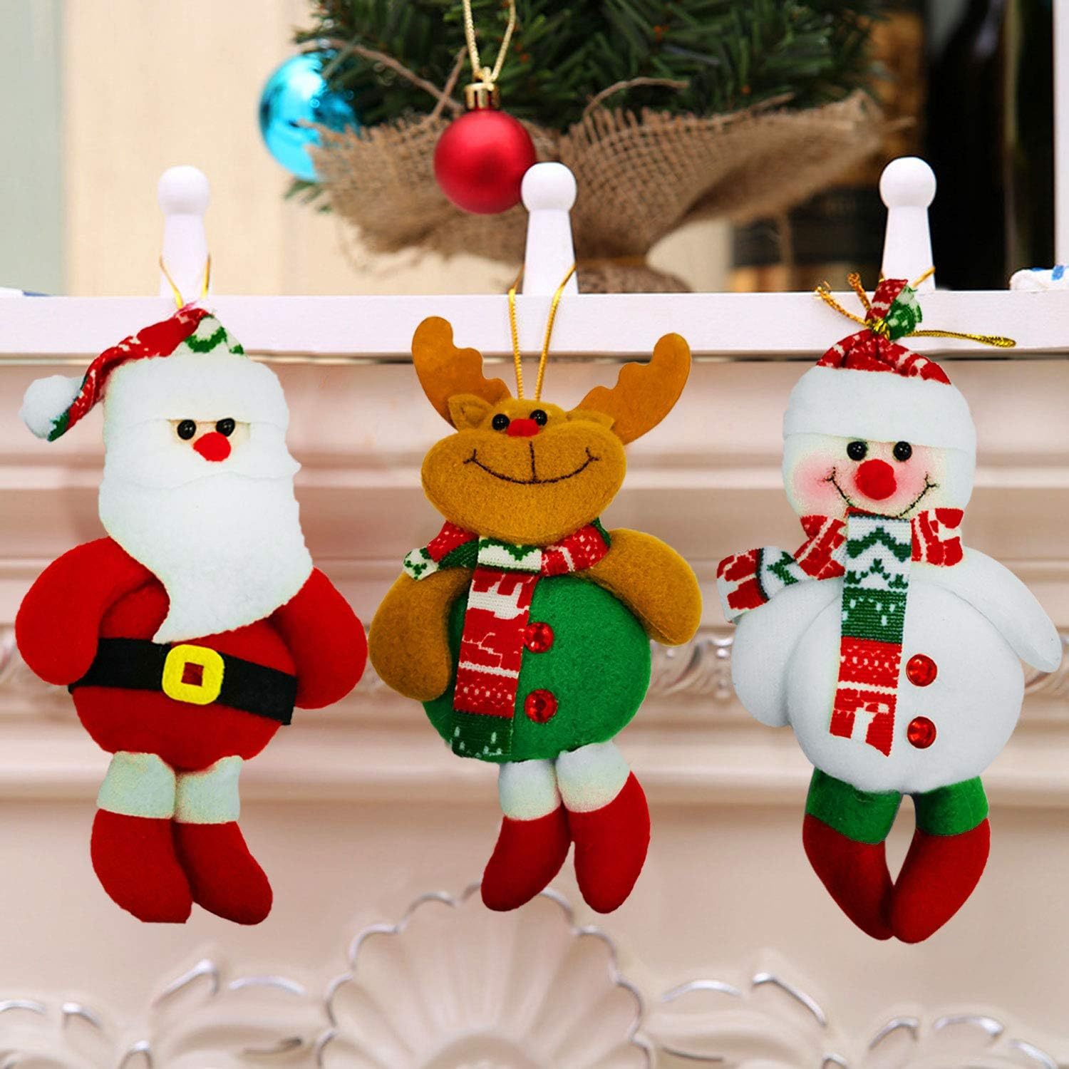 8 Pack Snowman Santa Claus Polar Bear Elk Hanging Christmas Tree Decoration Pendants