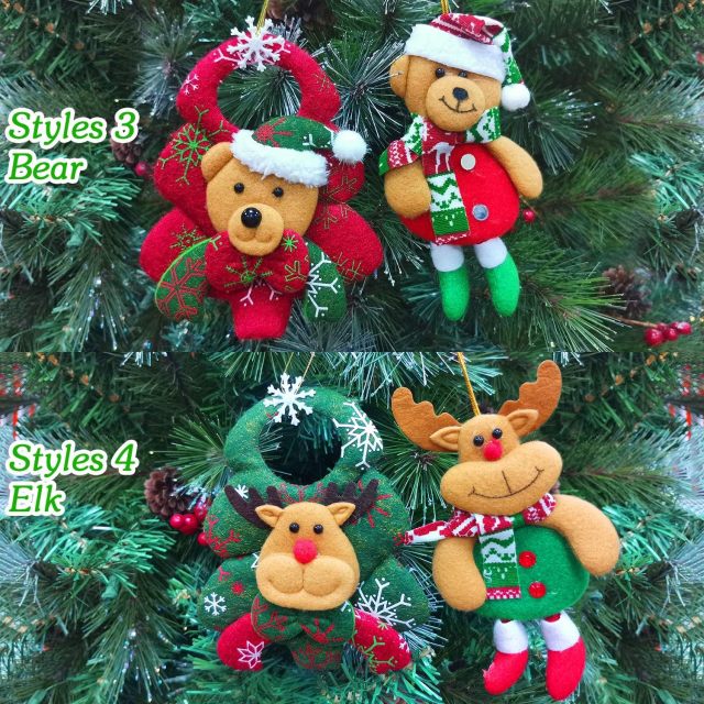 8 Pack Snowman Santa Claus Polar Bear Elk Hanging Christmas Tree Decoration Pendants