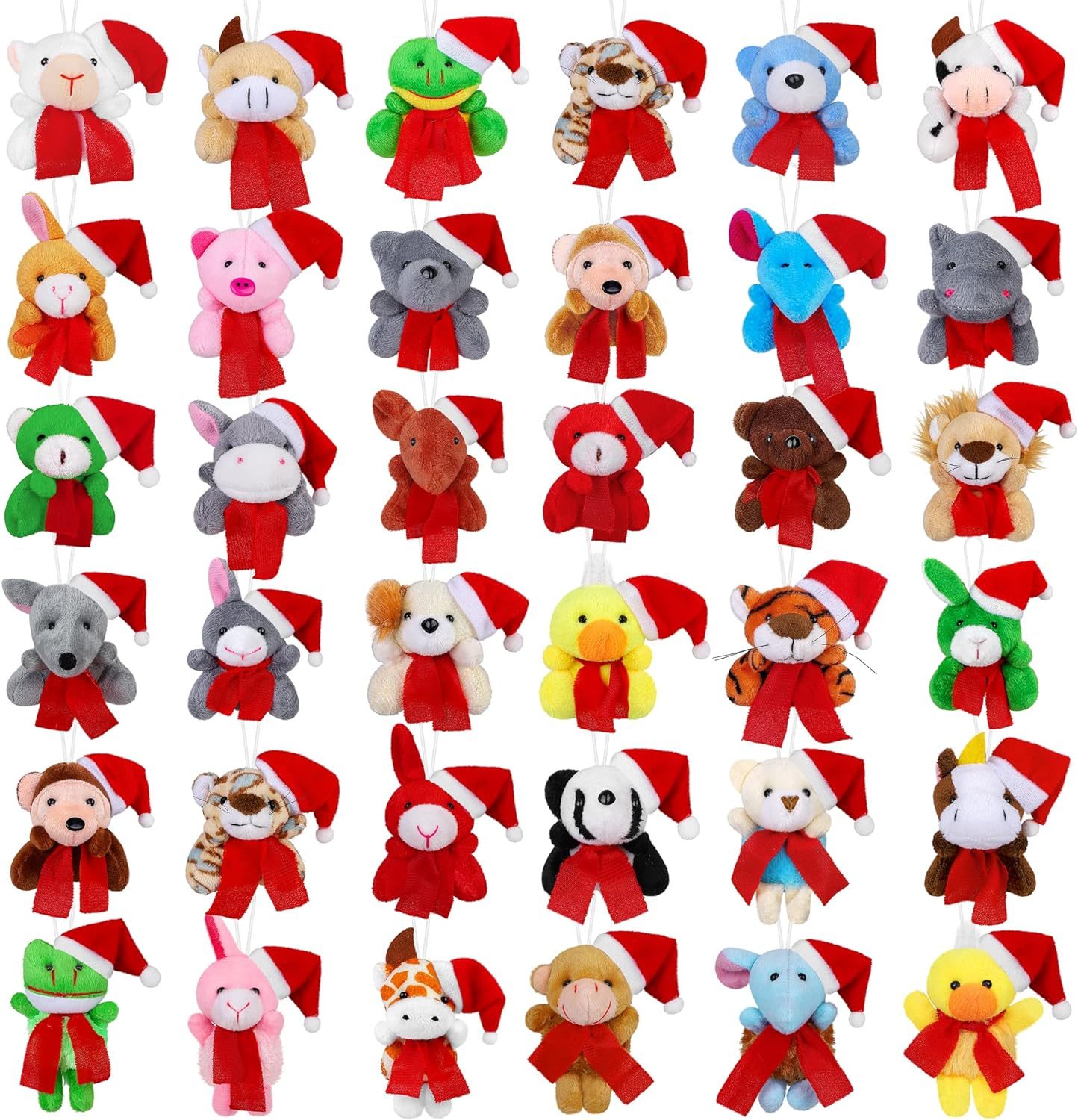 36 Pieces Mini Christmas Stuffed Animals Christmas Mini Plush Bulk Set