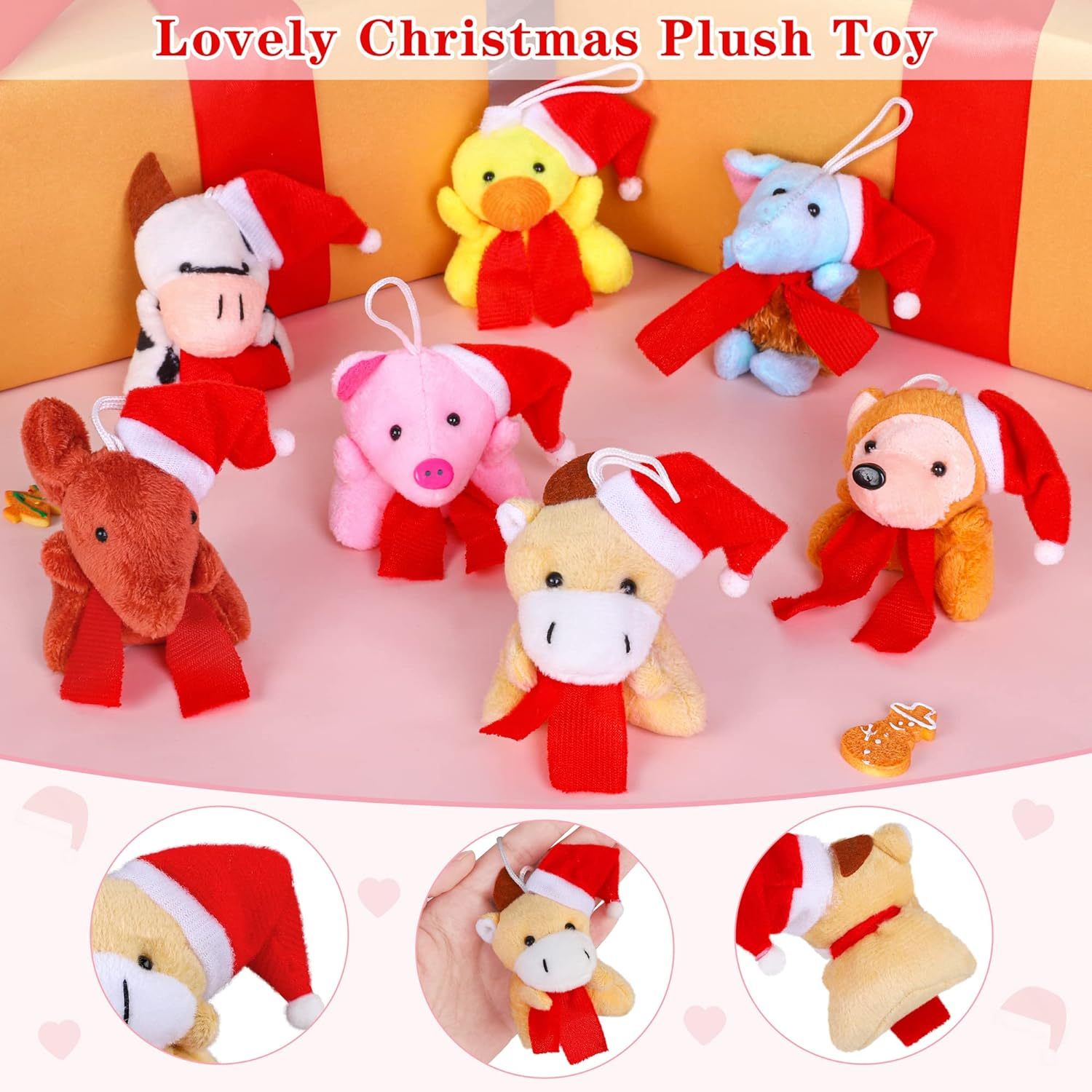 36 Pieces Mini Christmas Stuffed Animals Christmas Mini Plush Bulk Set