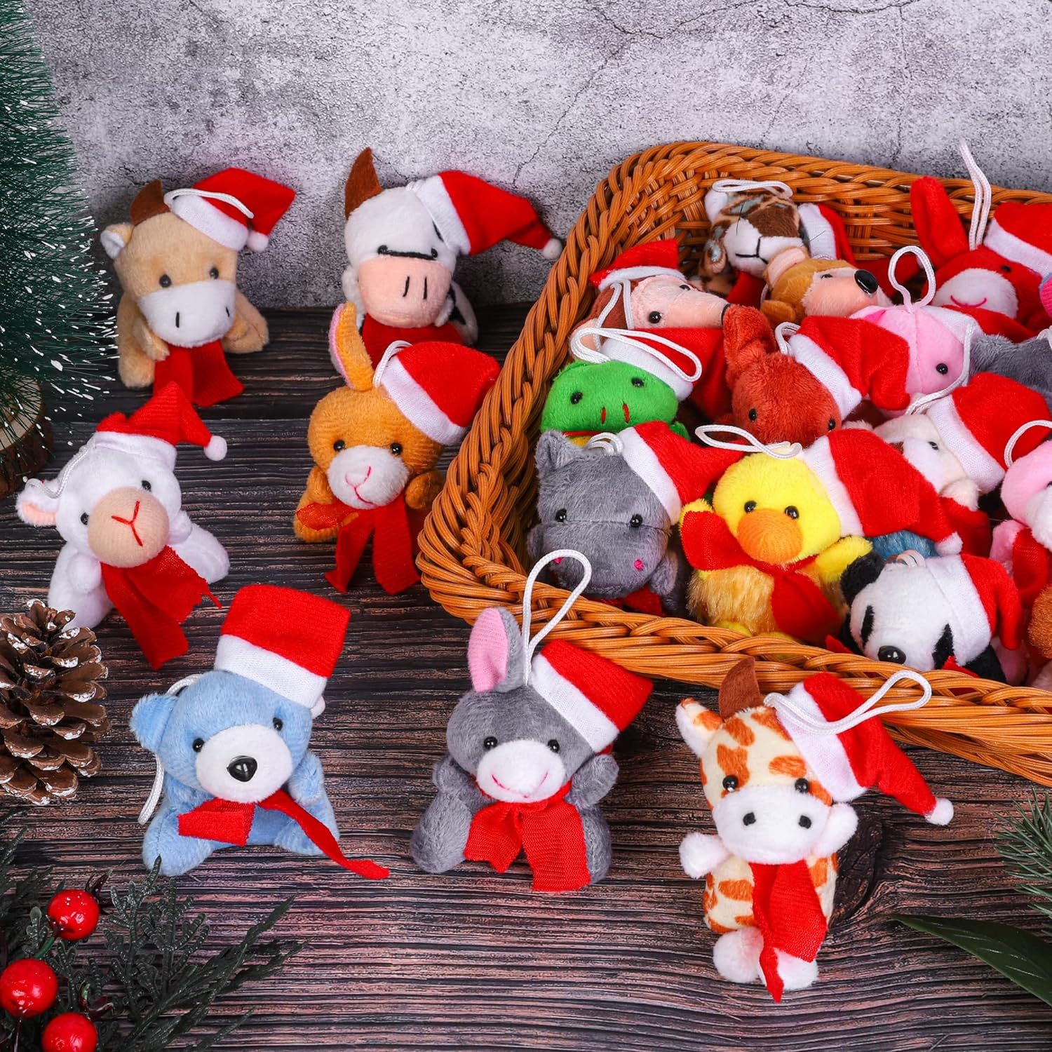 36 Pieces Mini Christmas Stuffed Animals Christmas Mini Plush Bulk Set