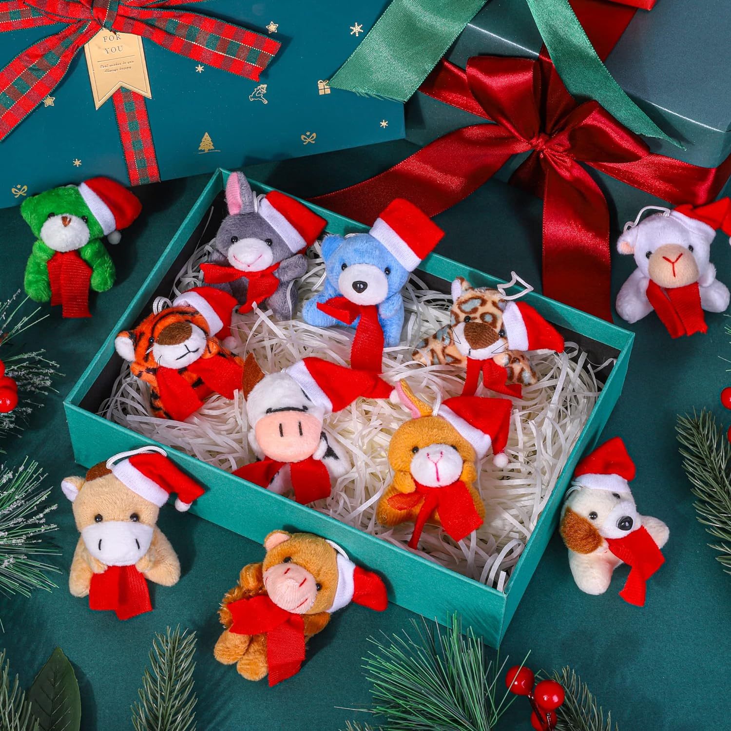 36 Pieces Mini Christmas Stuffed Animals Christmas Mini Plush Bulk Set