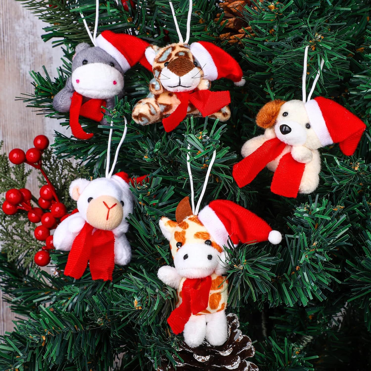 36 Pieces Mini Christmas Stuffed Animals Christmas Mini Plush Bulk Set