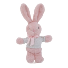 9" Long Ear Easter Gray Bunny with Personalized Shirt