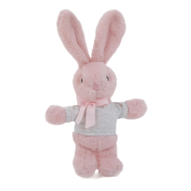 9" Long Ear Easter Gray Bunny with Personalized Shirt