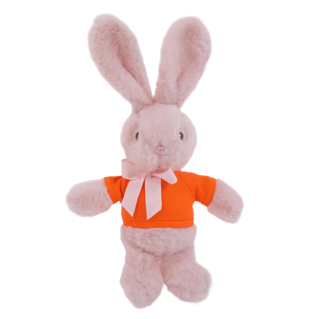 9" Long Ear Easter Gray Bunny with Personalized Shirt