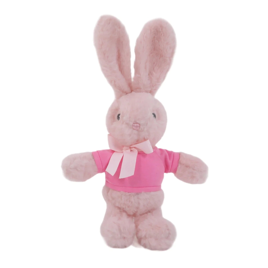 9" Long Ear Easter Gray Bunny with Personalized Shirt