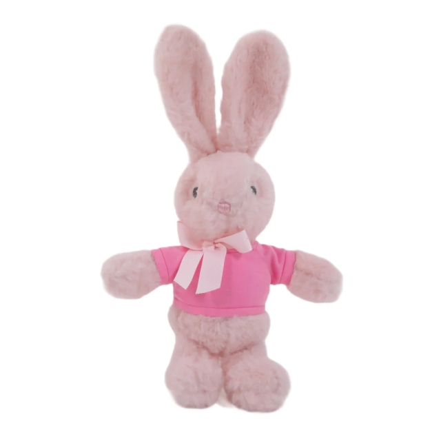 9" Long Ear Easter Gray Bunny with Personalized Shirt