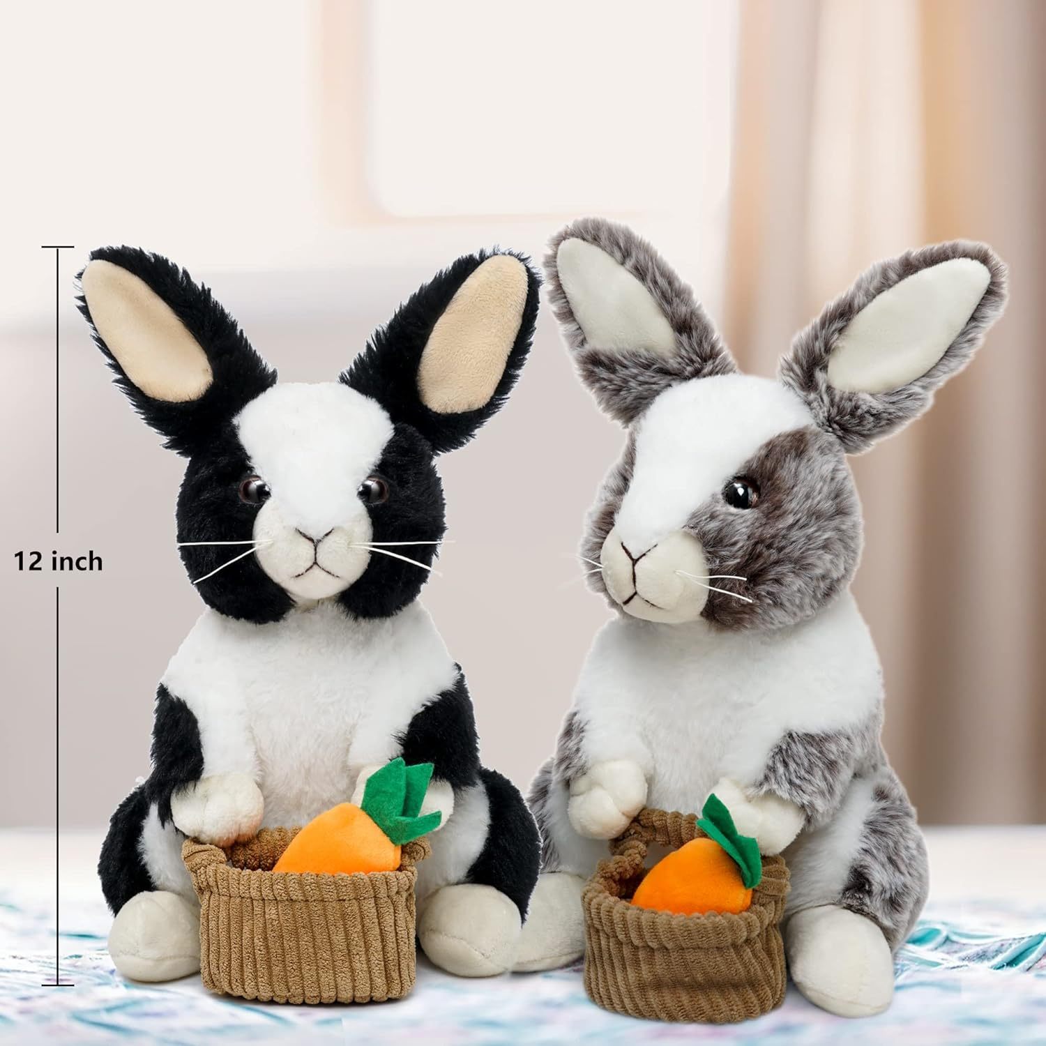 12" Stuffed Bunny Plush Bunny Stuffed Animal Holding Basket