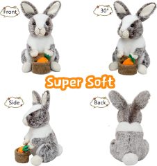 12" Stuffed Bunny Plush Bunny Stuffed Animal Holding Basket